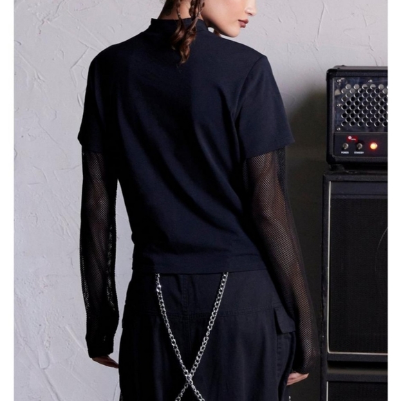 Misfits X Social Collision Green Hell Grommets & Mesh Twofer Top - Picture 4 of 4